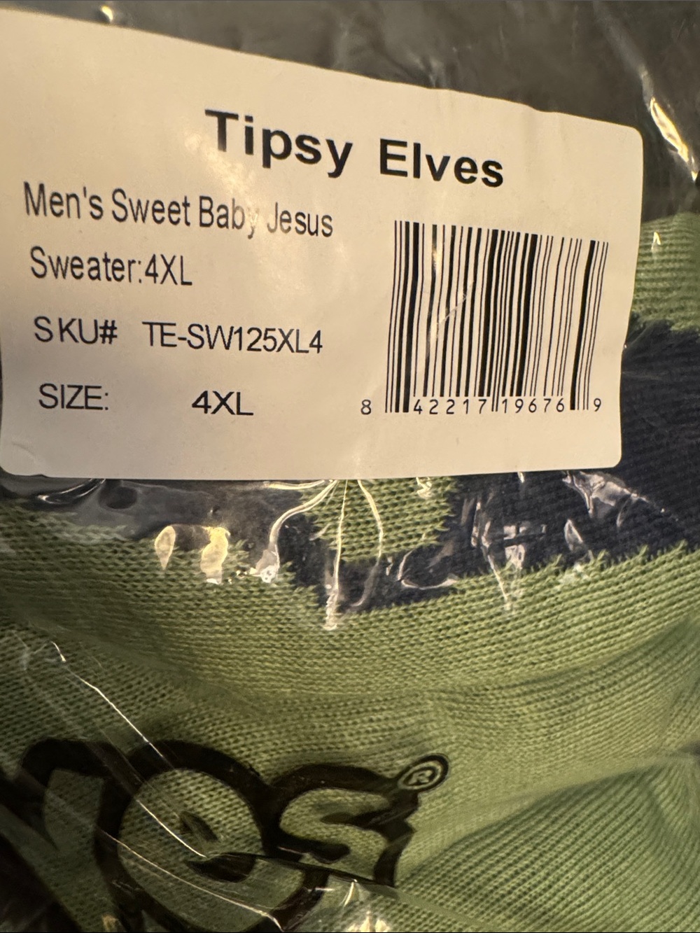 TIPSY ELVES MEN'S SWEET BABY JESUS UGLY CHRISTMAS SWEATER - Picture 4 of 4